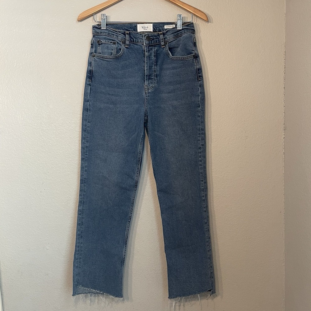 Rails Denim Women's 28 Topanga High Rise Crop Straight Leg Cotton Blue Jeans